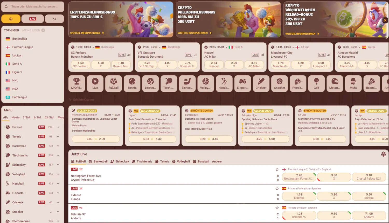 Sportwetten bei Roostino